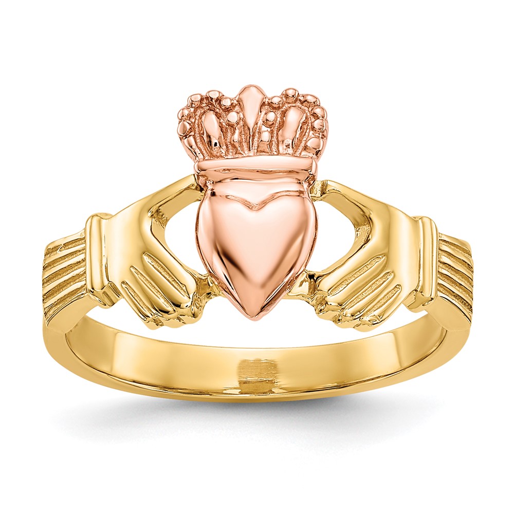 Gold Classics(tm) 14kt.  Rose & Yellow Gold Claddagh Ring -  Fine Jewelry Collections, D100