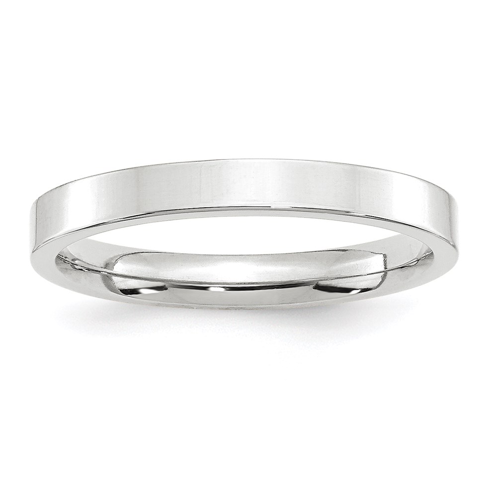 Picture of Finest Gold  3 mm 14K White Gold Standard Weight Flat Comfort Fit Wedding Band - Size 9