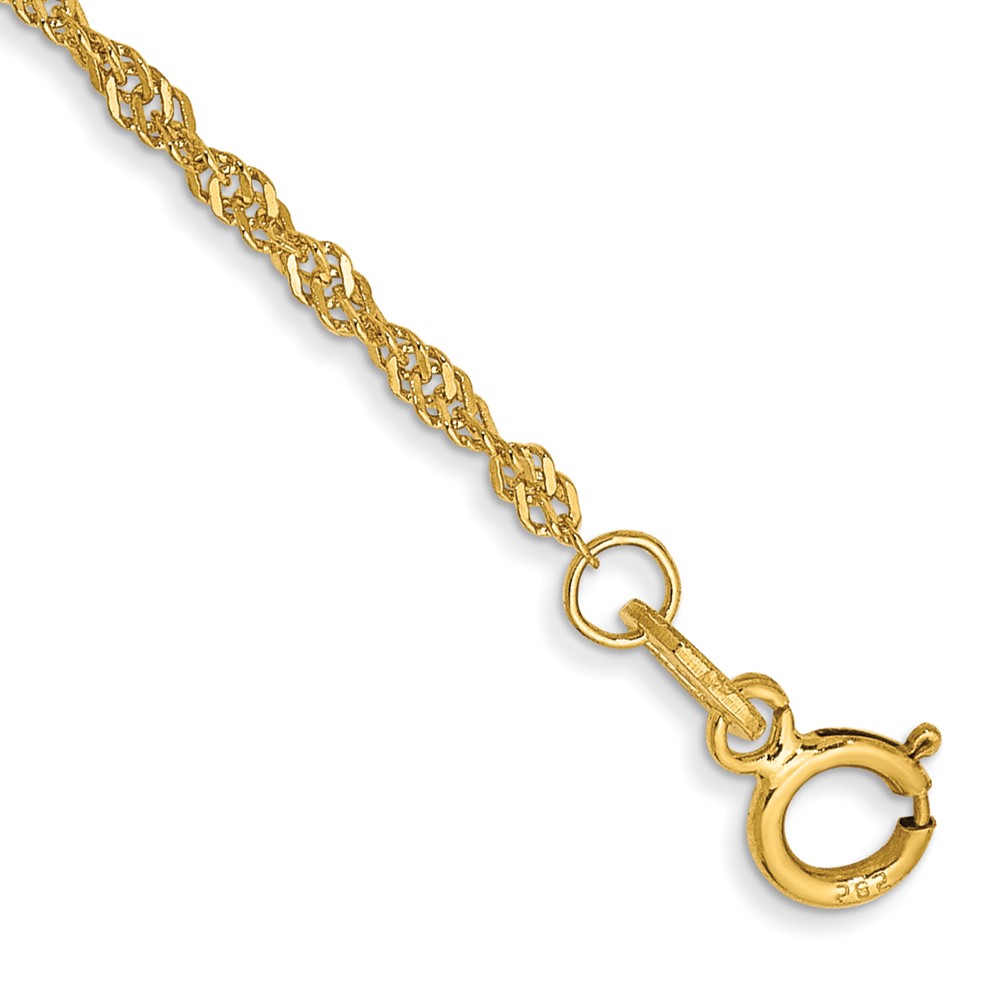 Picture of Finest Gold 14K Yellow Gold 1.4 mm Singapore Chain 7 in. Bracelet