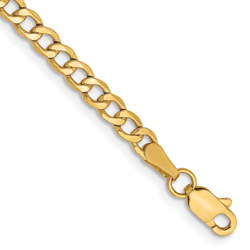 14K Yellow Gold 3.35 mm Semi-Solid Curb Chain 8 in. Bracelet -  Bagatela, BA2722698