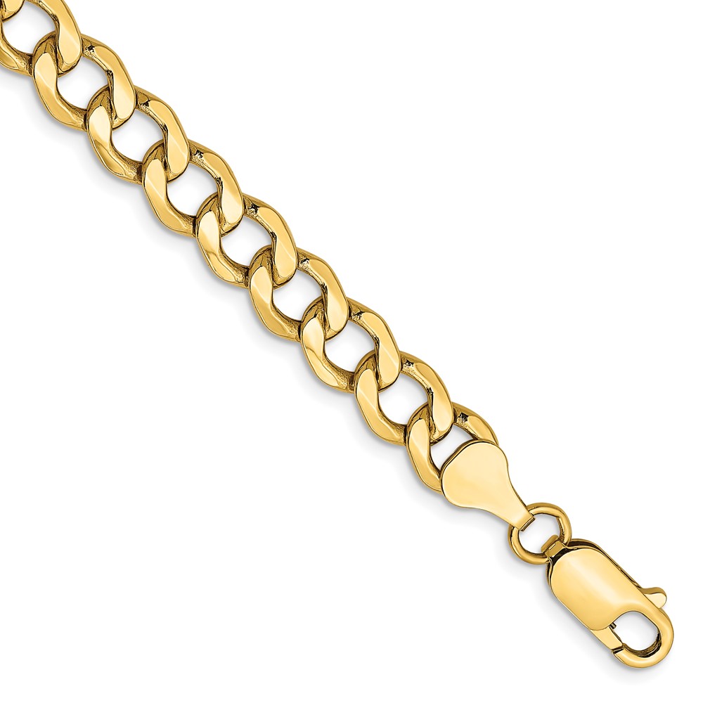 14K Yellow Gold 7 mm Semi-Solid Curb 9 in. Chain Bracelet -  Bagatela, BA2721488