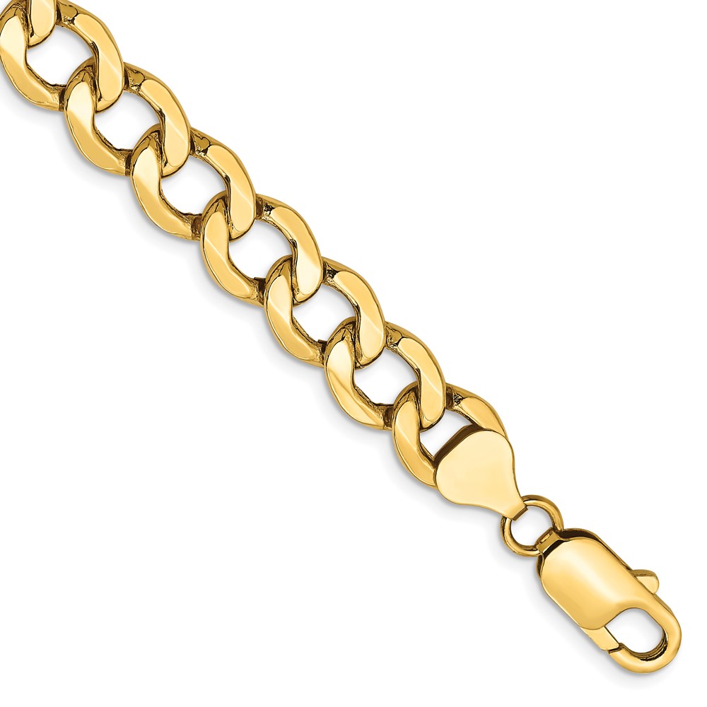 14K Yellow Gold 9 mm Semi-Solid Curb Chain 8 in. Bracelet -  Bagatela, BA2722702