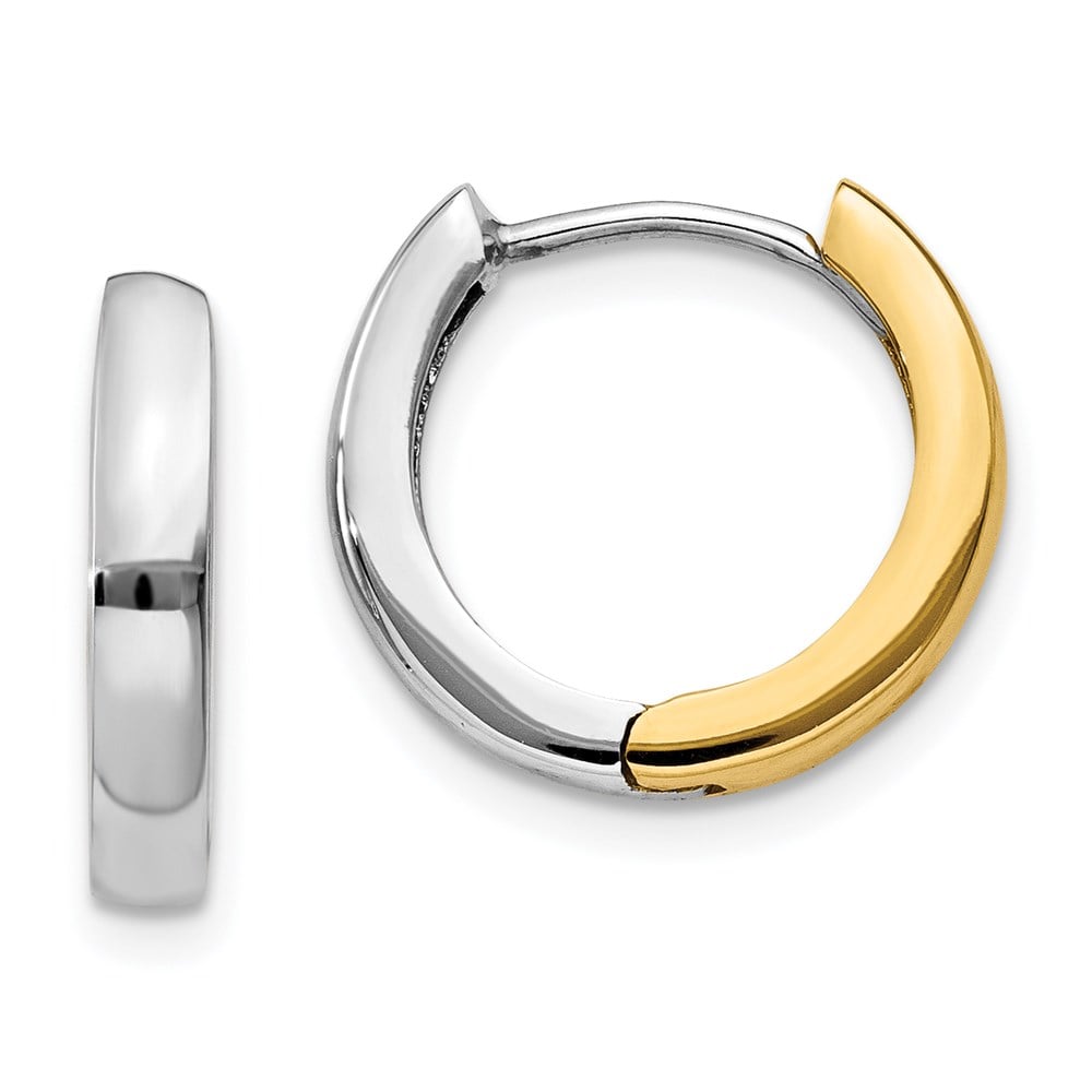 Picture of Finest Gold 14K Two-Tone Round Hinged Hoop Earrings