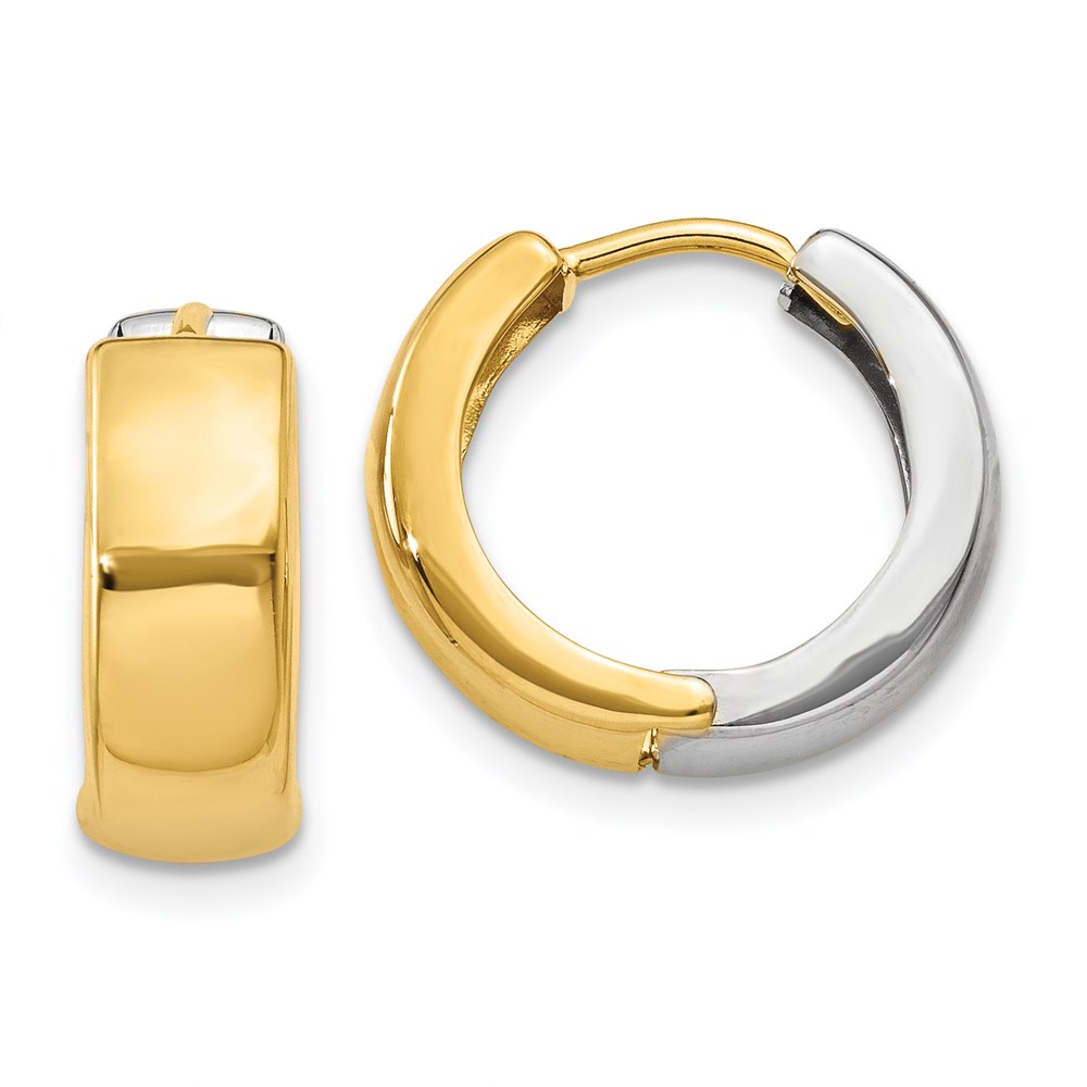 Picture of Finest Gold 14K Two-Tone Hinged Hoop Earrings
