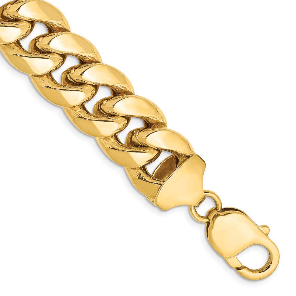 Picture of Finest Gold 14K Yellow Gold 13.2 mm Semi-Solid Miami Cuban 9 in. Chain Bracelet