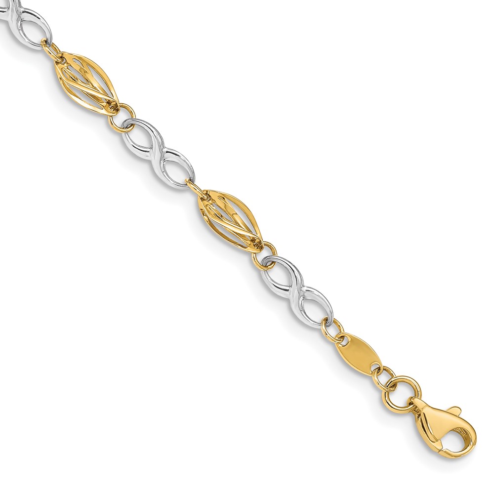 Picture of Finest Gold 14K Two-Tone Polished Infinity Symbol 7.5 in. Bracelet