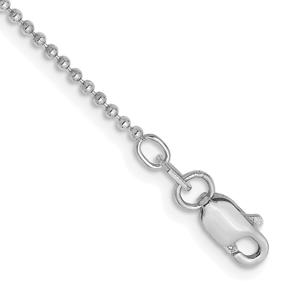 Picture of Finest Gold 14K White Gold 9 in. 1.2 mm Diamond-Cut Beaded Chain Anklet