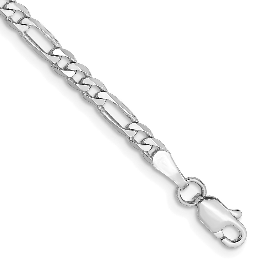 Picture of Finest Gold 14K White Gold 10 in. 3 mm Flat Figaro Chain Anklet
