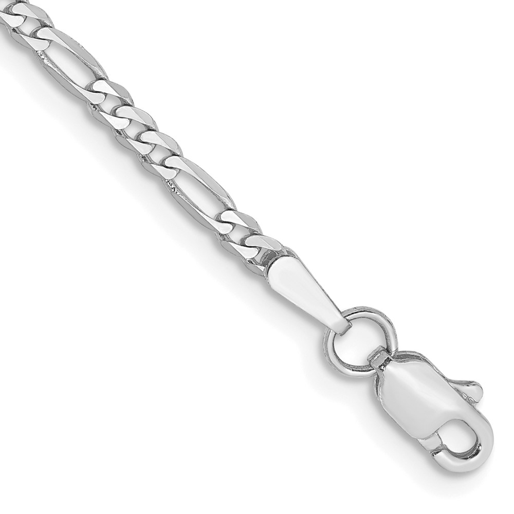 Picture of Finest Gold 14K White Gold 10 in. 2.25 mm Flat Figaro Chain Anklet