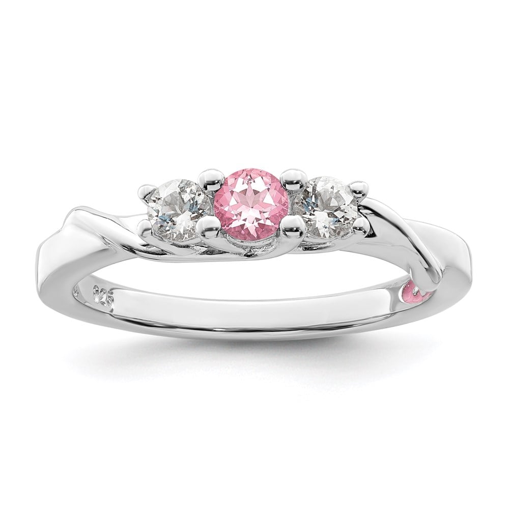 Picture of Finest Gold 10K White Gold Survivor Collection Clear &amp; Pink Swarovski Topaz Joanna Ring&amp;#44; Size 7