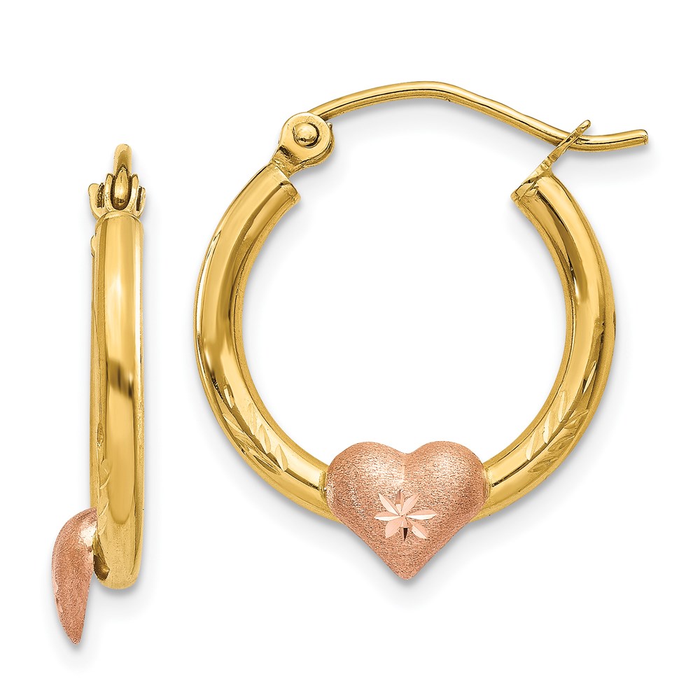 Gold Classics(tm) 14kt Yellow & Rose Gold Hoop Heart Earrings -  Fine Jewelry Collections, TL738