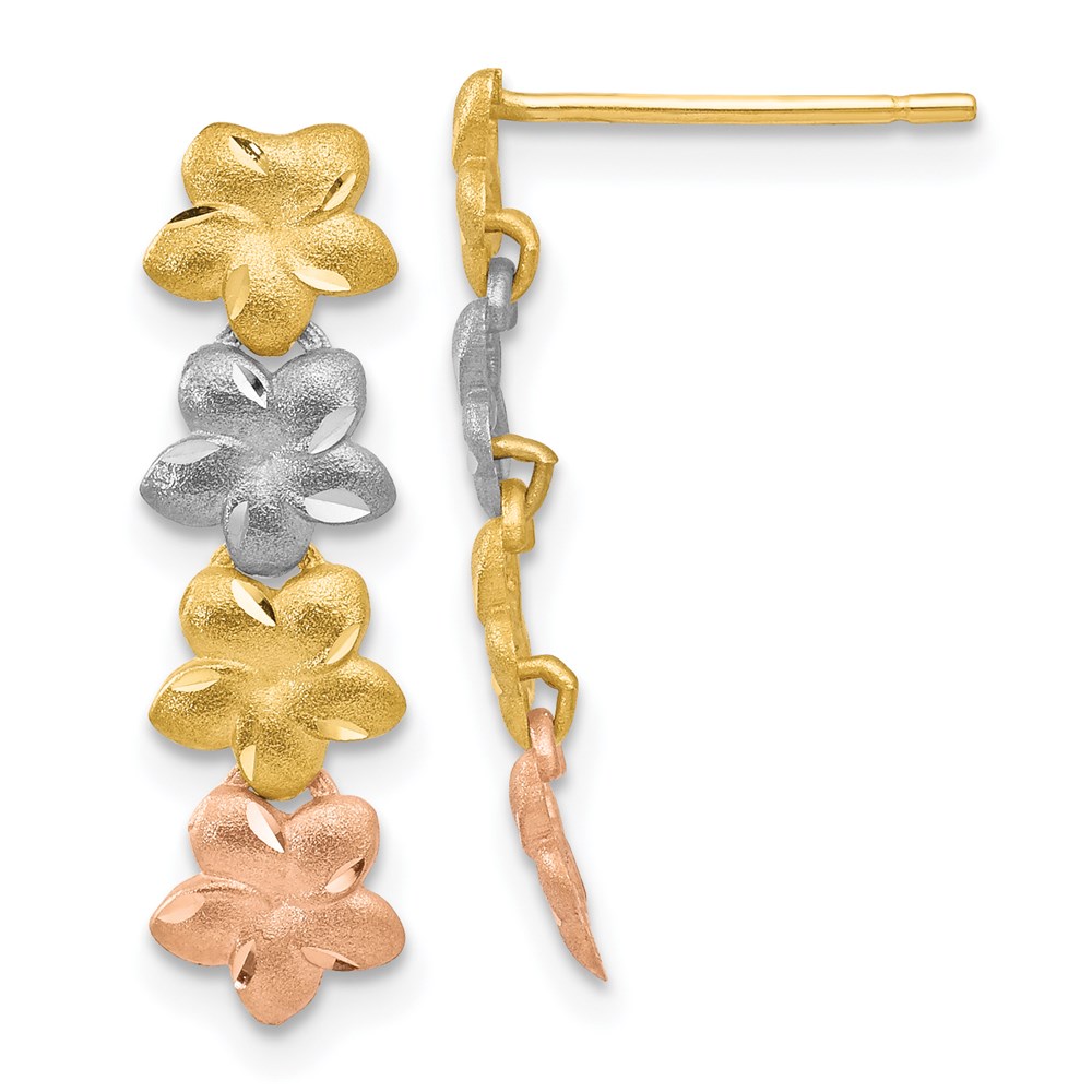 Picture of Finest Gold 14K Tri-Color Plumeria Earrings