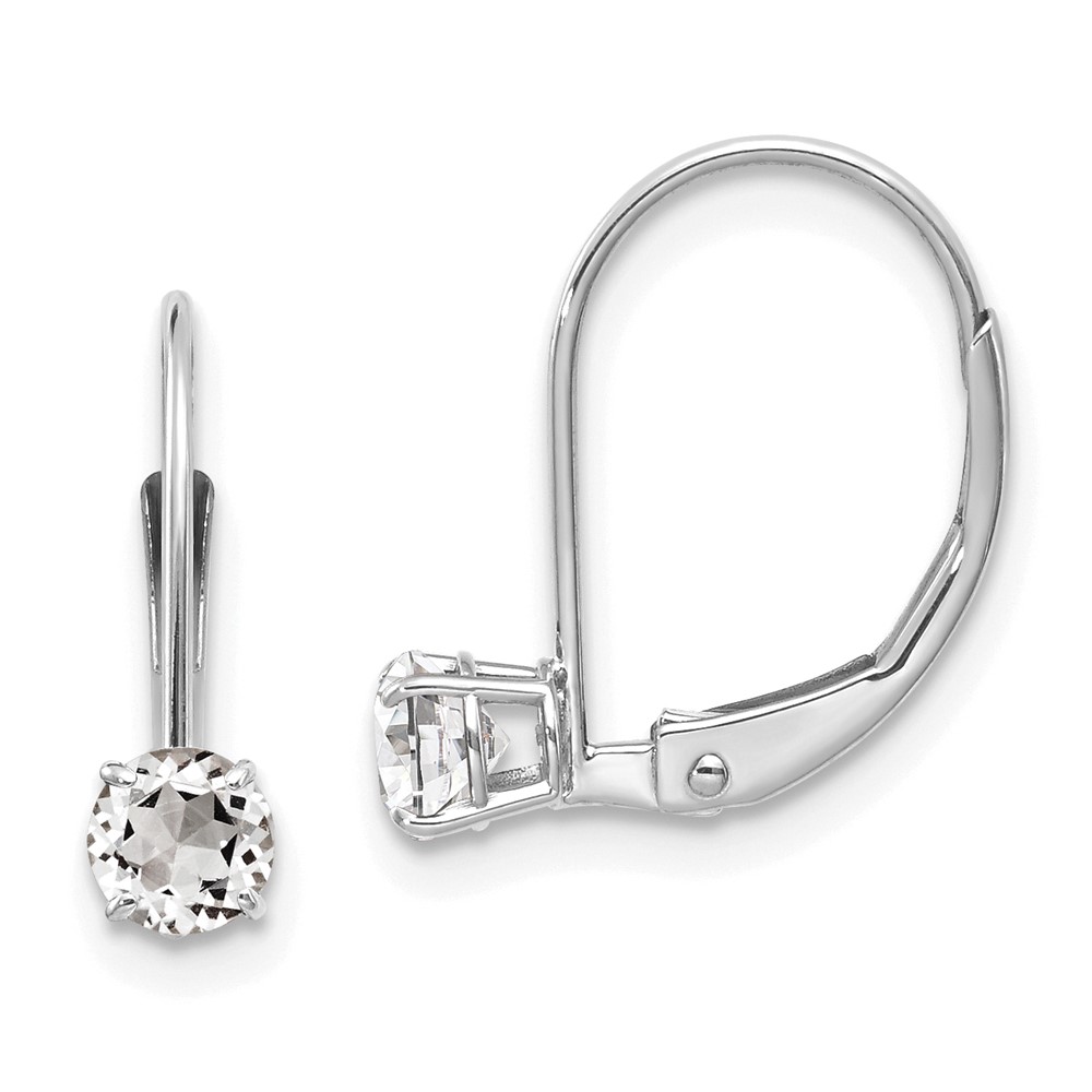 Picture of Finest Gold 14k White Gold 4 mm White Topaz & April Earrings