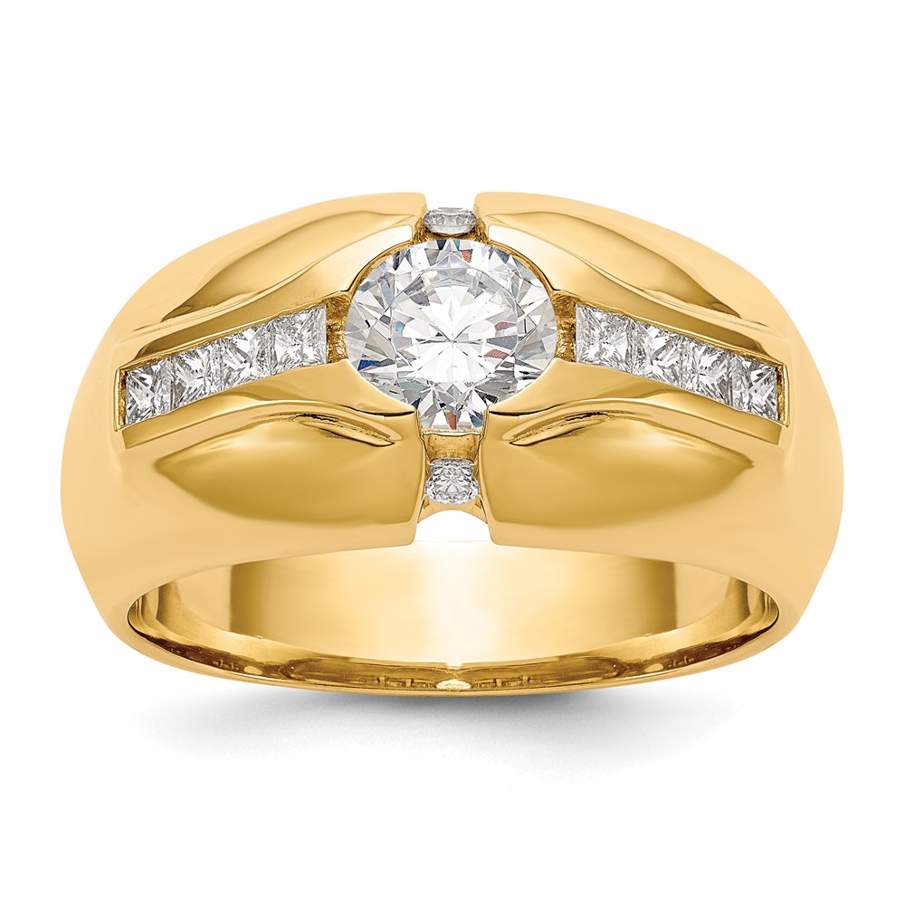 Picture of Finest Gold 14k Yellow Gold Diamond Mens Semi Mount Band Ring, Size 10