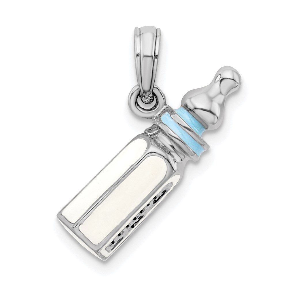 Picture of Finest Gold Sterling Silver Polished 3D Blue Baby Bottle Pendant