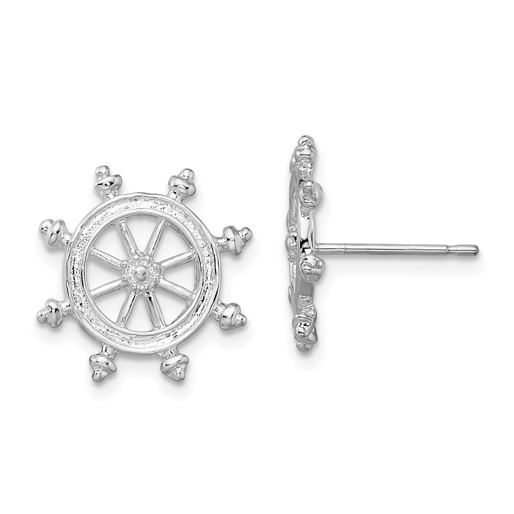 Picture of Finest Gold Sterling Silver Polished Ships Wheel Post Earrings