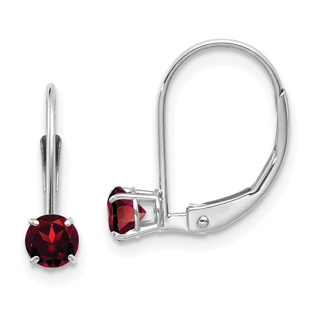 Picture of Finest Gold 14k White Gold 4 mm Garnet & January Earrings
