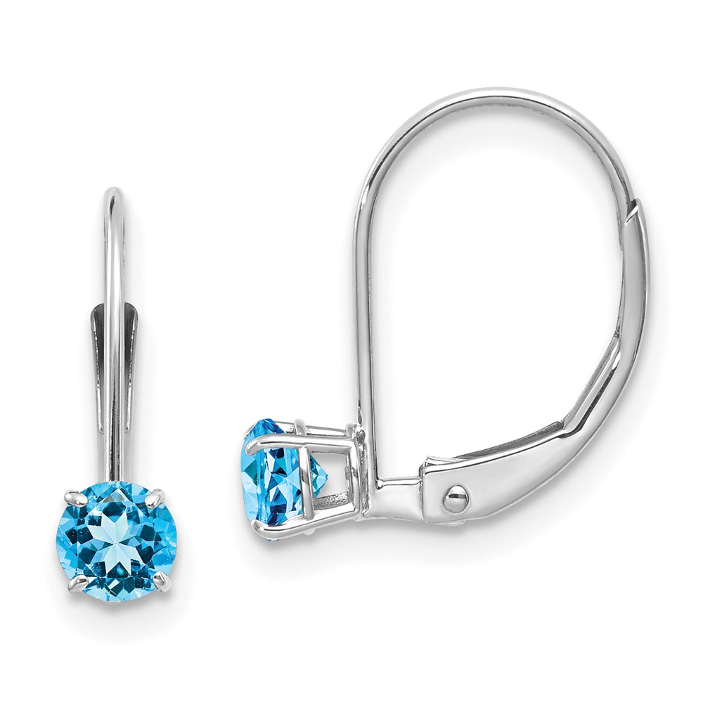 Picture of Finest Gold 14k White Gold 4 mm Round December & Blue Topaz Leverback Earrings