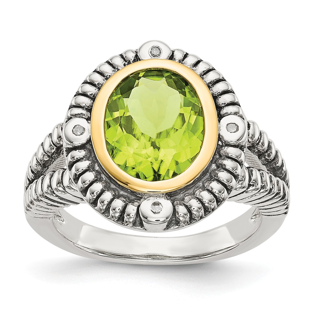 Picture of Shey Couture QTC25-6 Sterling Silver with 14k Gold Peridot Ring&#44; Size 6