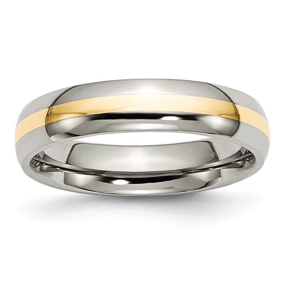 Picture of Chisel TB221-11 5 mm Titanium & 14K Yellow Gold Inlay Polished Band&#44; Size 11