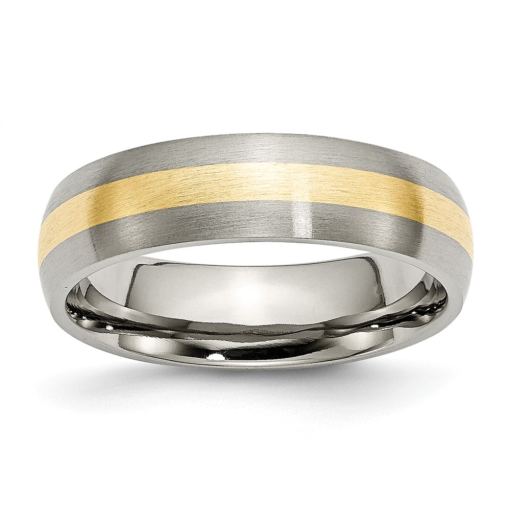 Picture of Chisel TB222-10 6 mm Titanium & 14K Yellow Gold Inlay Brushed Band&#44; Size 10