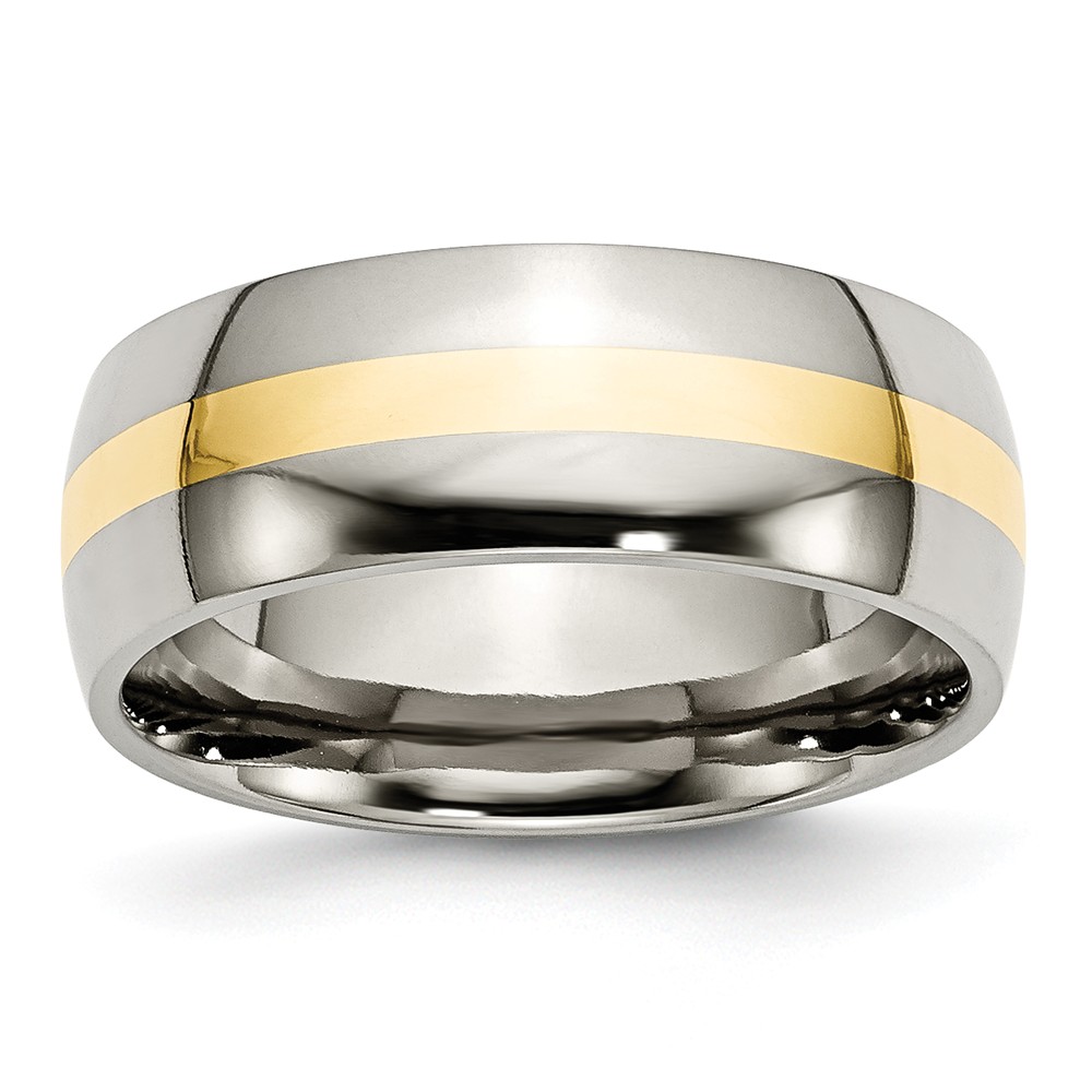 Picture of Bridal TB224-13 8 mm Titanium & 14K Yellow Gold Inlay Polished Band&#44; Size 13