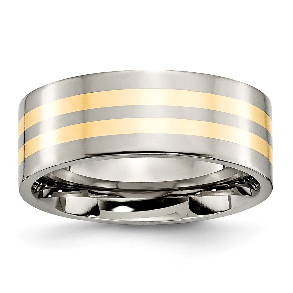 8 mm Titanium & 14K Yellow Gold Inlay Flat Polished Band - Size 13, 5.04 g -  J Brand, J 1613137