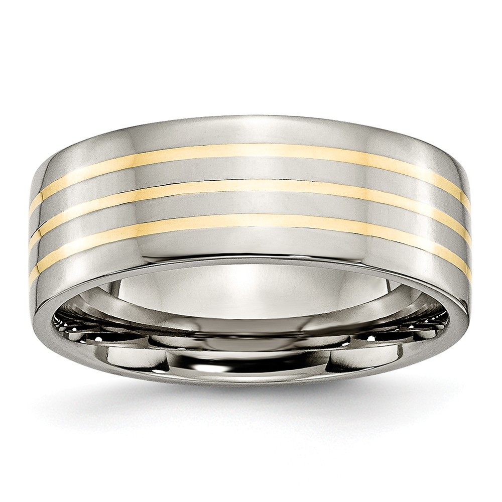 Mens Endless Affection(tm) 8mm Flat Titanium 14kt. Gold Inlay Band -  Fine Jewelry Collections, TB227-12.5