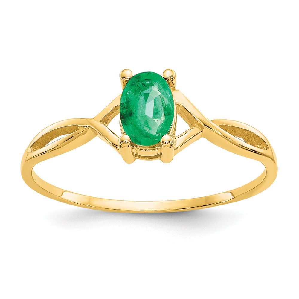 Picture of Finest Gold 1 mm 14K Yellow Gold Emerald Birthstone Ring&#44; Size 7