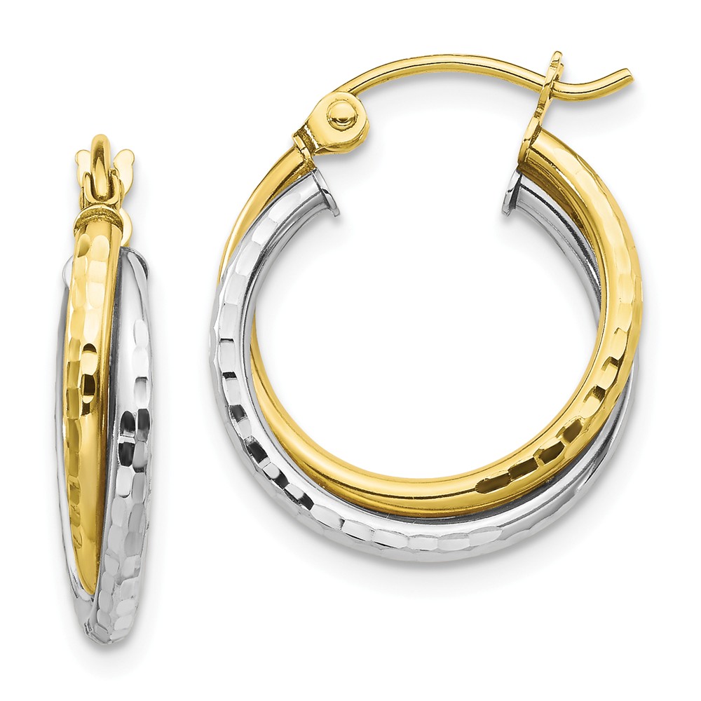 Picture of Finest Gold 17 x 19 mm 10K Two-Tone Textured Twist Hoop Earrings&amp;#44; Pair