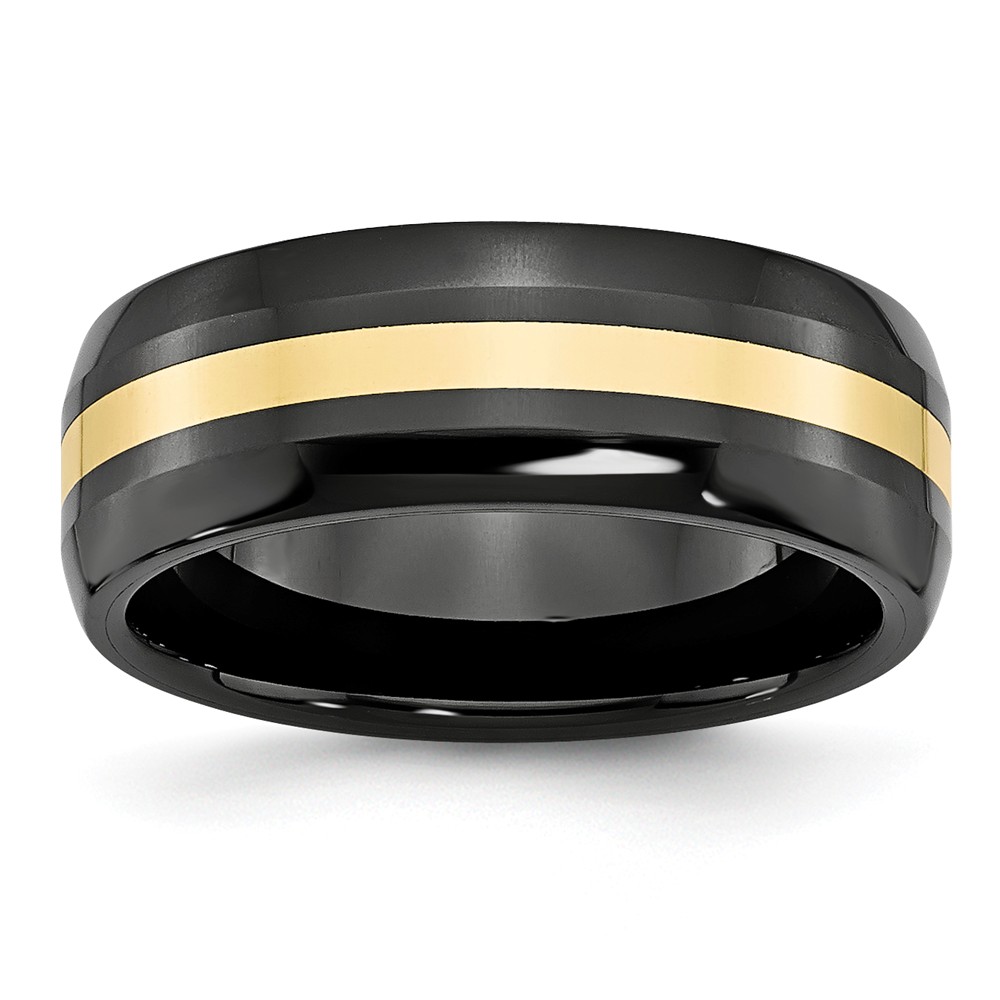 Picture of Chisel CER35-10 8 mm Ceramic Black with 14K Yellow Gold Inlay Polished Band, Size 10