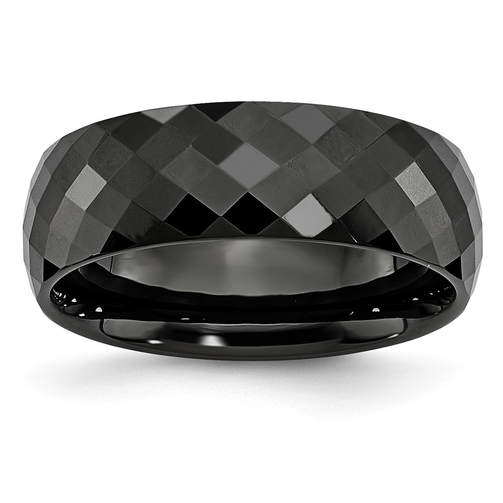 Picture of Bridal CER4-10.5 7.5 mm Ceramic Black Faceted Polished Band&#44; Size 10.5