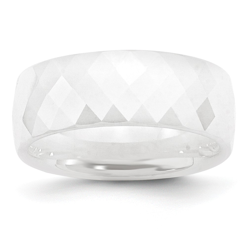 Picture of Bridal CER6-5.5 8 mm Ceramic White Faceted Polished Band&#44; Size 5.5