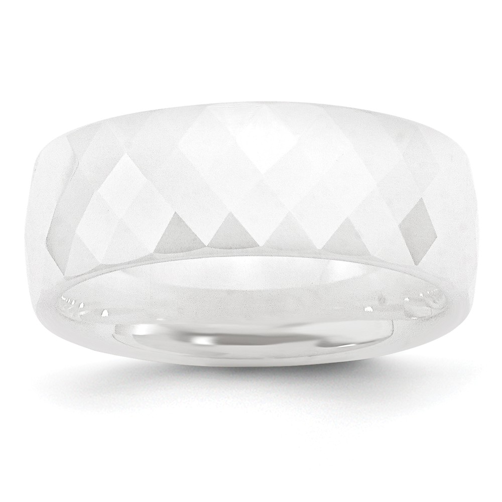 Chisel White Ceramic Ring (8.0 mm) - Size 6.5