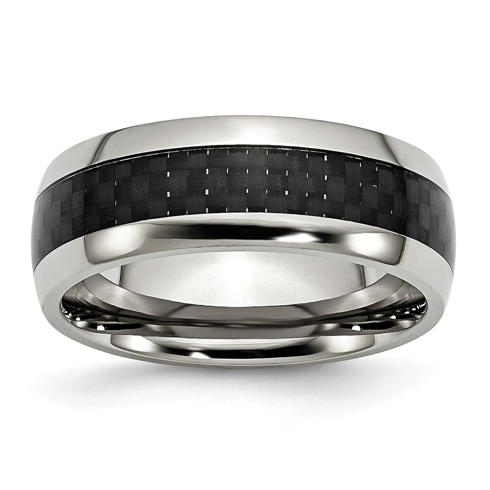 Picture of Bridal SR25-10.5 8 mm Stainless Steel Polished with Black Carbon Fiber Band&#44; Size 10.5