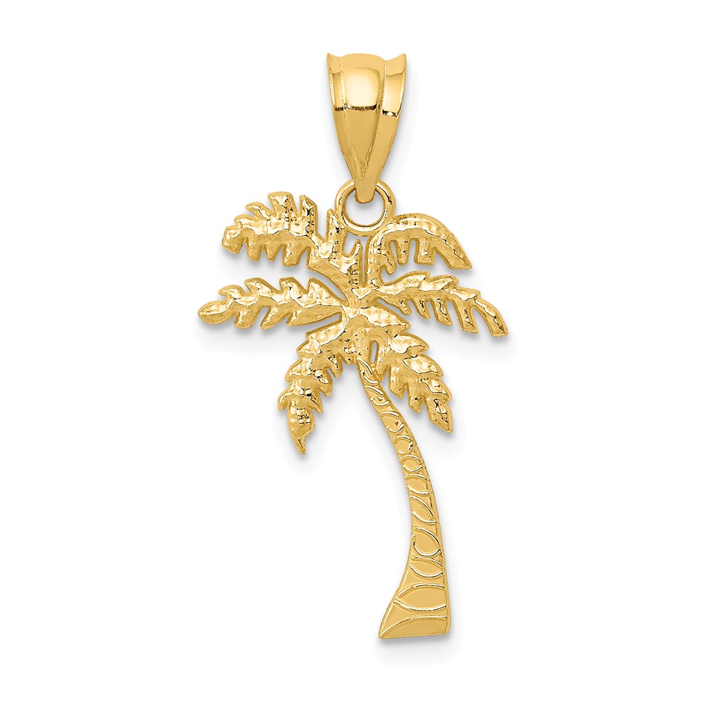 Picture of Finest Gold 13.5 x 26.5 mm 14K Yellow Gold Mini Palm Tree Pendant