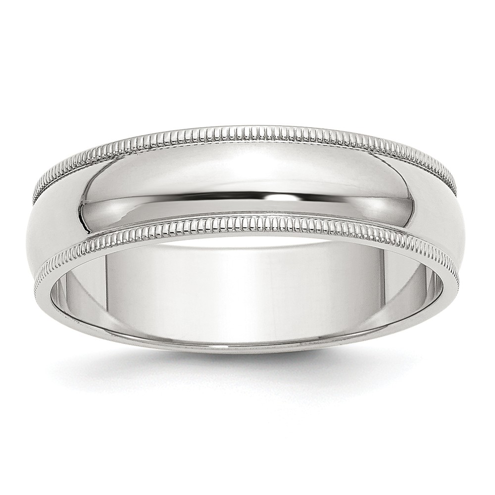 Picture of Bridal QWM060-5 6 mm Sterling Silver Half Round Milgrain Band, Size 5