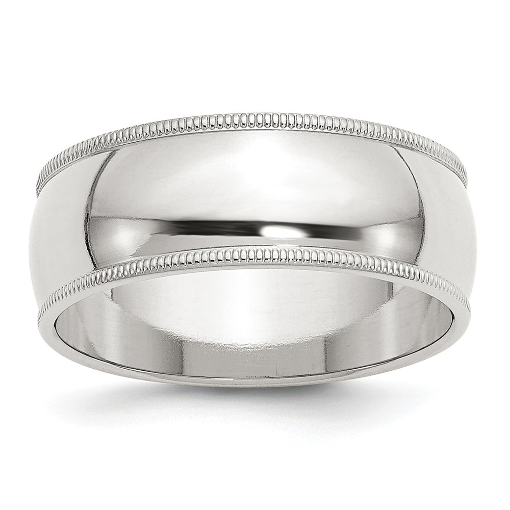Picture of Bridal QWM080-10 8 mm Sterling Silver Half Round Milgrain Band&#44; Size 10