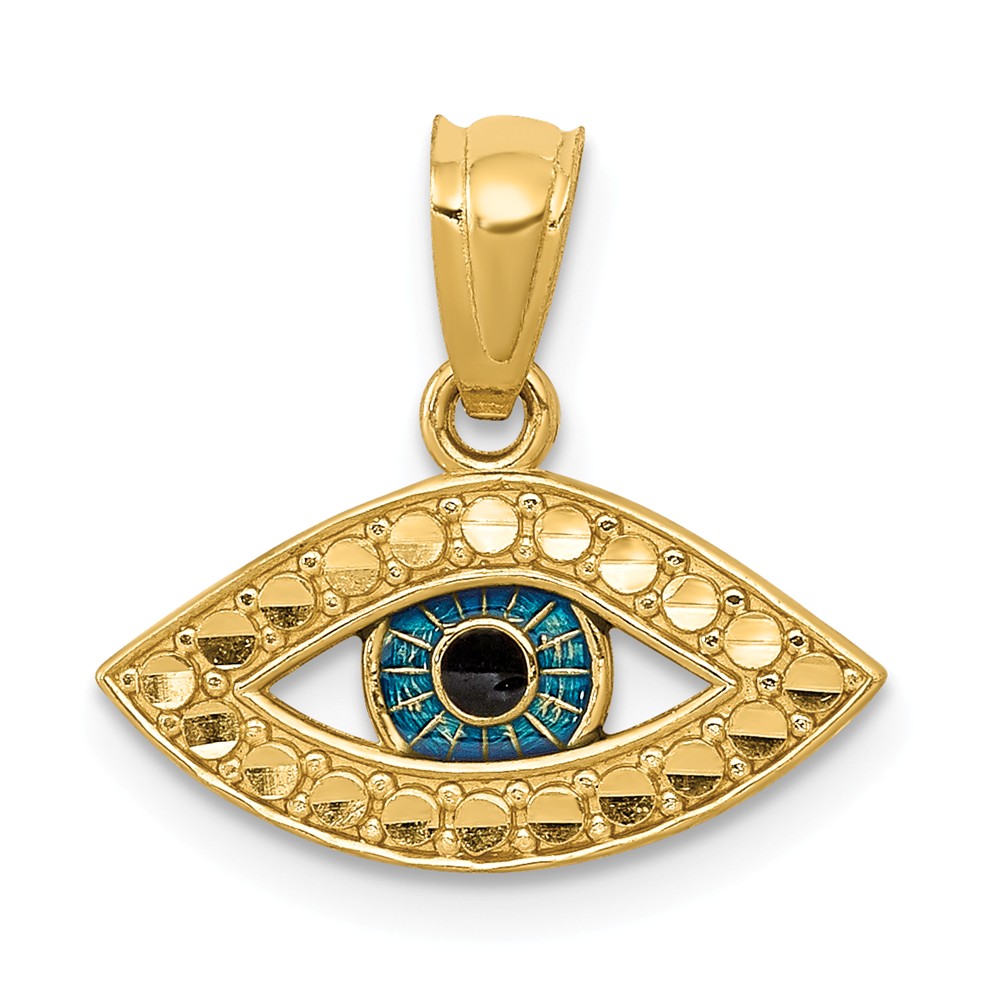 Picture of Finest Gold 14 x 15 mm 14K Yellow Gold Enameled Eye Pendant