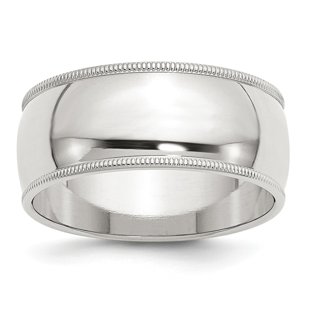 Picture of Bridal QWM090-10 9 mm Sterling Silver Half Round Milgrain Band&#44; Size 10
