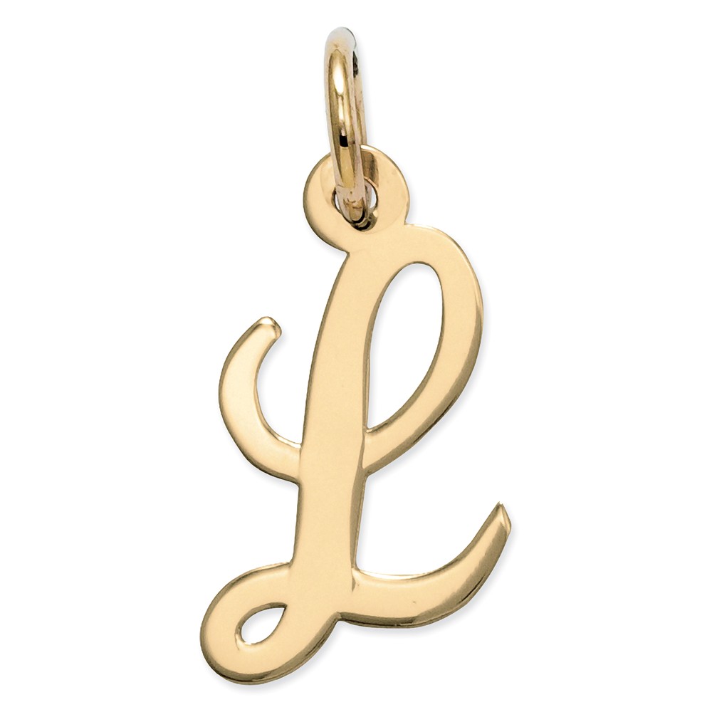 Picture of Finest Gold 8-11 x 17 mm 14K Yellow Gold Small Script Initial L Charm