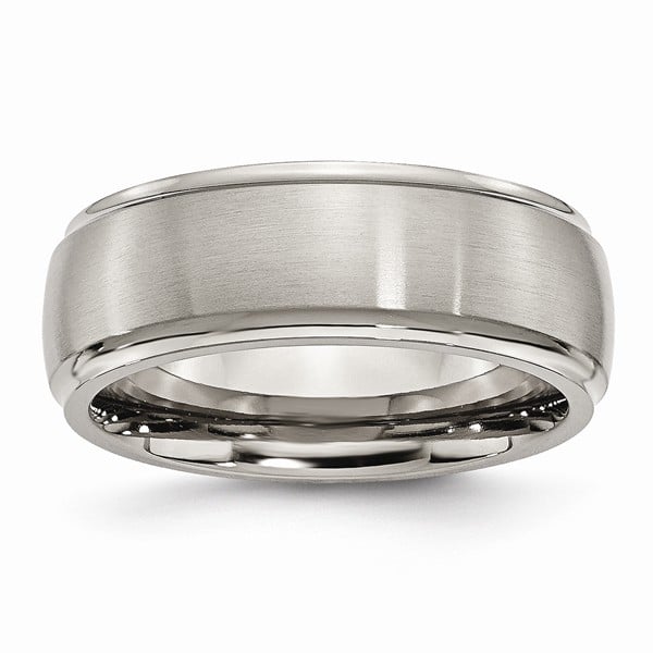 Picture of Bridal TB38-8.5 8 mm Titanium Ridged Edge Brushed & Polished Band - Size 8.5