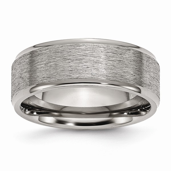 Picture of Bridal TB42-9 8 mm Titanium Ridged Edge Brushed & Polished Band - Size 9