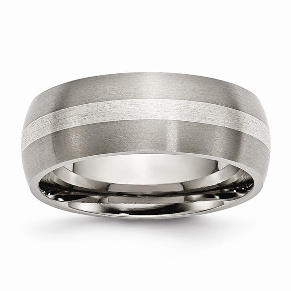 Picture of Bridal TB80-7.5 8 mm Titanium & Sterling Silver Inlay Brushed Band - Size 7.5