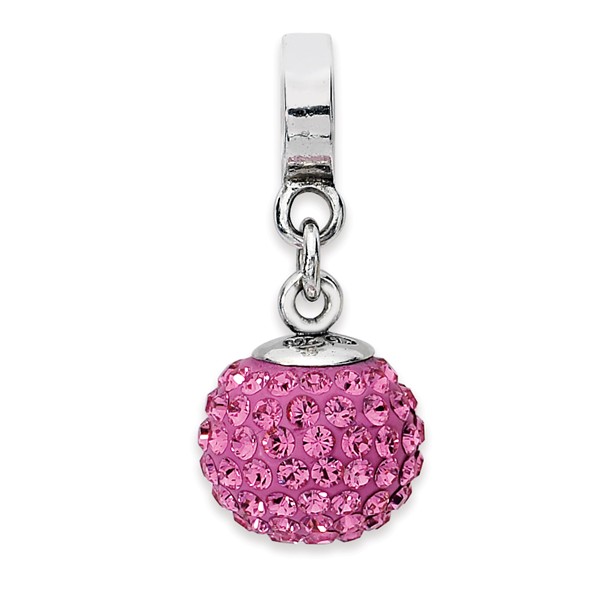 Sterling Silver Oct Swarovski Crystal Ball Dangle Bead -  Glitter, GL2725696