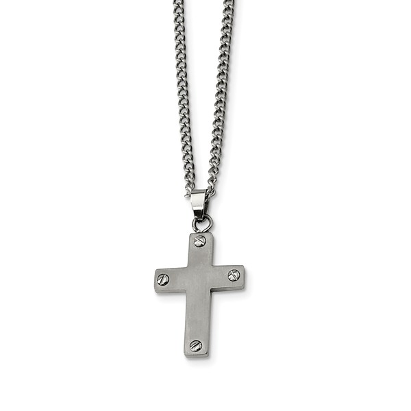 Picture of Chisel TBN101-22 22 in. Titanium Cross Necklace