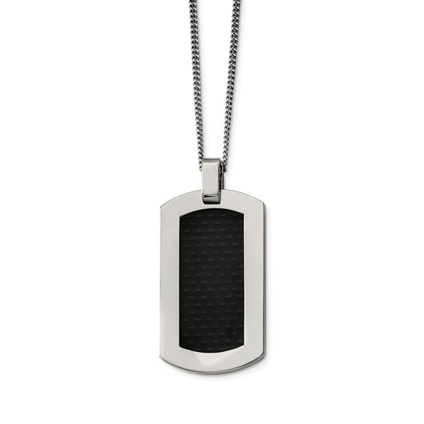 Picture of Chisel TBN112-24 24 in. Titanium Polished with Black Carbon Fiber Inlay Necklace