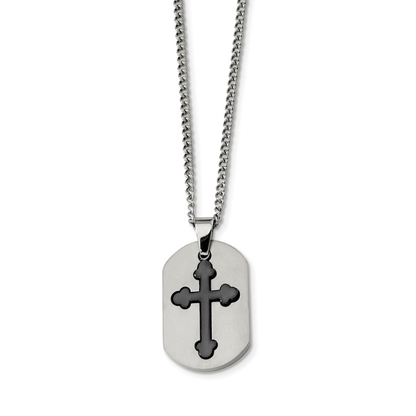 Picture of Chisel TBN114-22 22 in. Titanium Black IP-Plated Moveable Cross Necklace