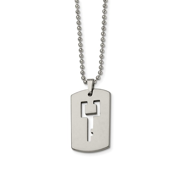 Picture of Chisel TUN111-22 22 in. Tungsten Dog Tag with Key Cut-out Necklace