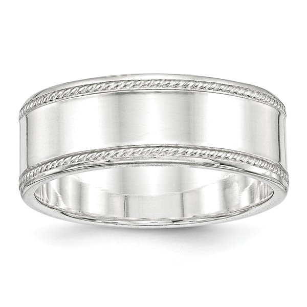 Picture of Bridal QDEB080-10 8 mm Sterling Silver Designed Edge Band - Size 10